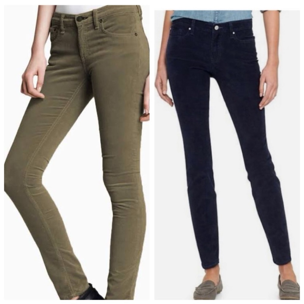 2 Pairs of 1969 Gap Always Skinny Corduroys - Navy & Olive Green